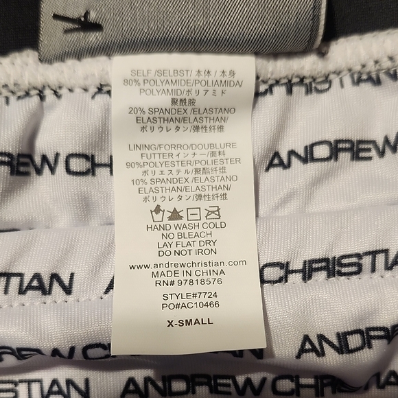 Andrew Christian Pink and Black Athletic Shorts with Geometric Design - Picture 4 of 4